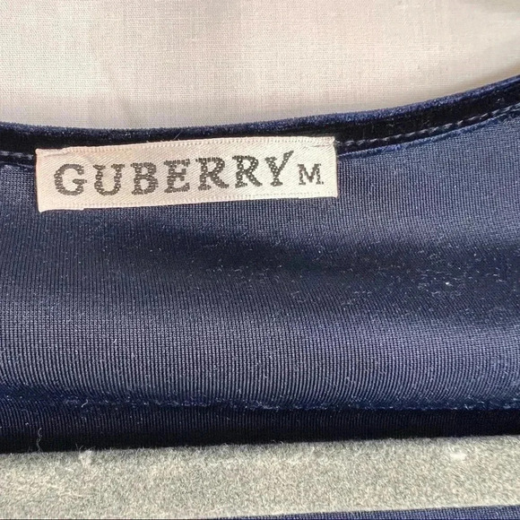 GUBBERRY Womens Velvet Wrap Dress Navy Blues Long Sleeve VNeck Bodycon Ruched M - Picture 7 of 13